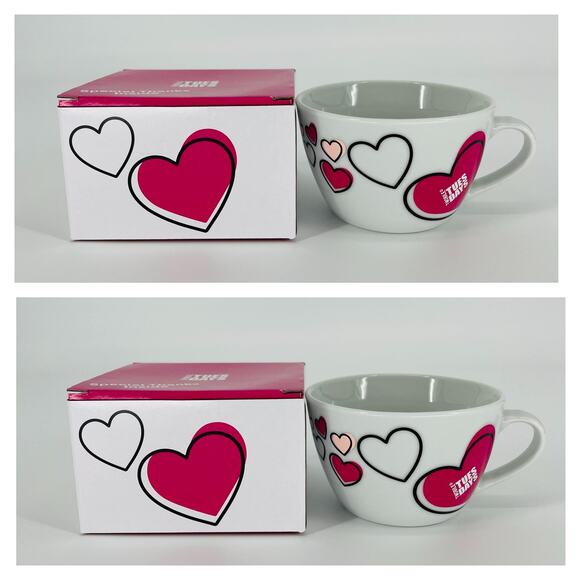 Set Of 2 T-Mobile Tuesdays Valentines Day Hearts Love Coffee Mug /Tea Cup - NIB - Picture 1 of 16